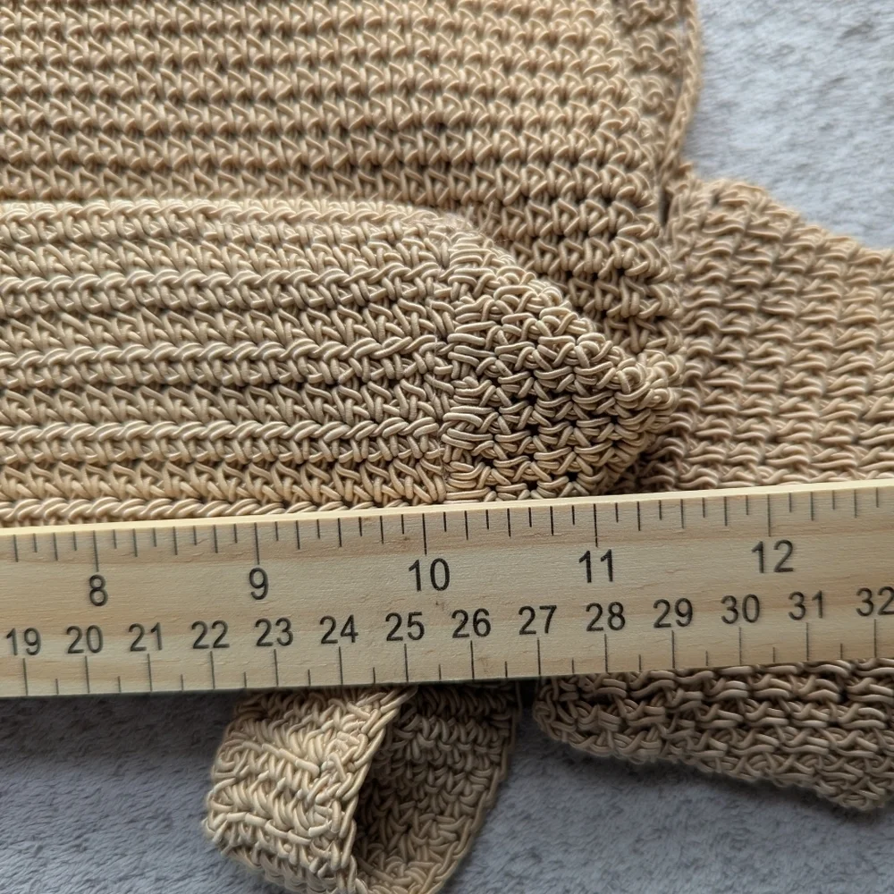 NWOT Beige Crochet Clutch Motherof Pearl Accents